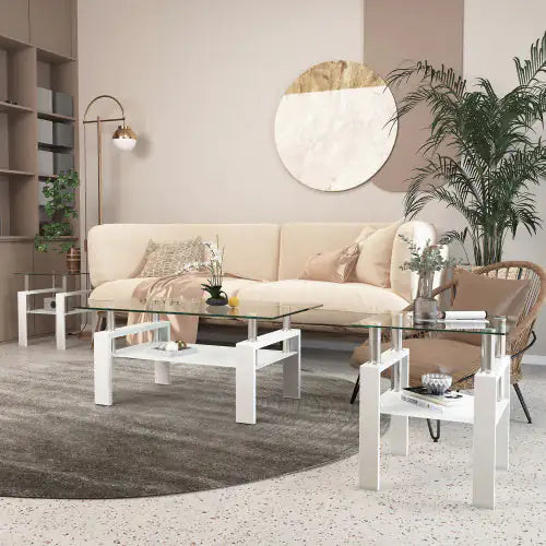 Tempered Glass End Table - Set of 2