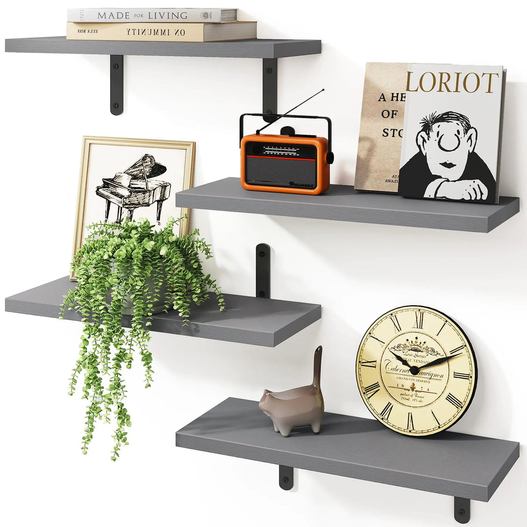 Grey Floating Shelves - Set of 4