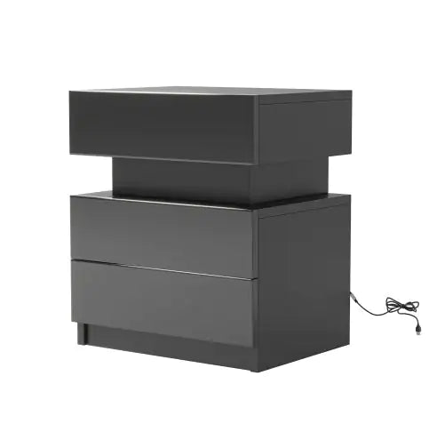 LED Modern Black Nightstand