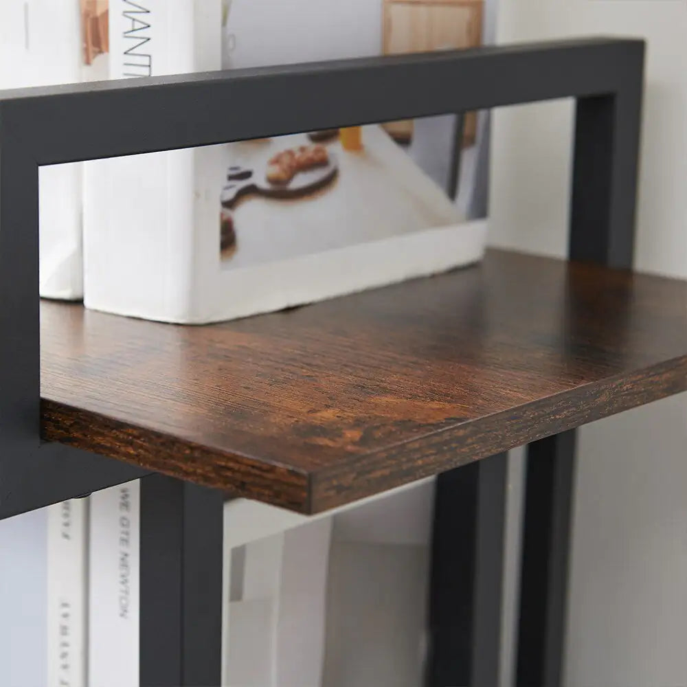 Industrial 4-tier Bookshelves, Metal And Wood Bookshelves