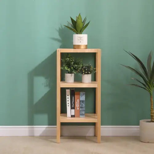 3-Tier Birch Bathroom Shelf, Narrow Shelving Unit, Multifunctional Storage Rack, Corner Rack, For Kitchen, Living Room, Bedroom, Entryway, Bathroom, Natural