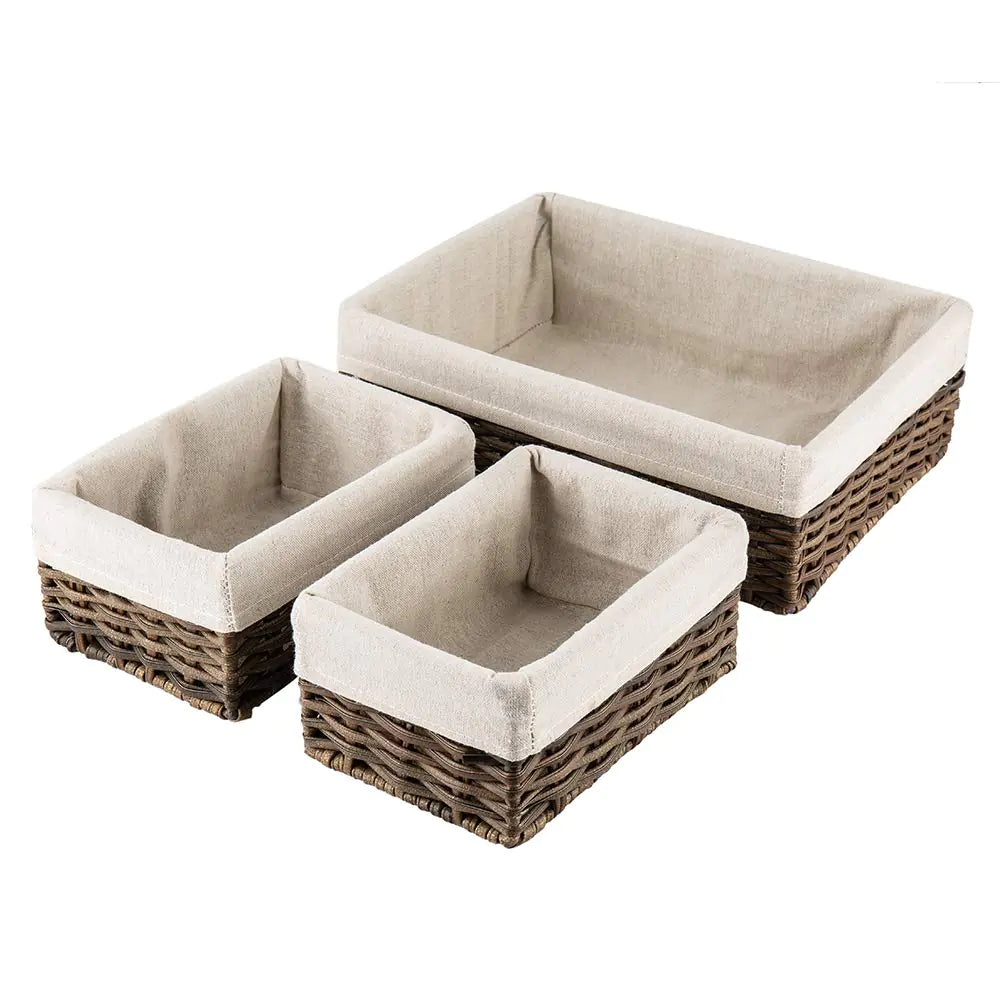 Handmade Wicker Storage Baskets - Set of 3