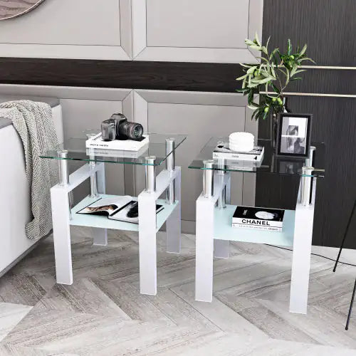 Tempered Glass End Table - Set of 2