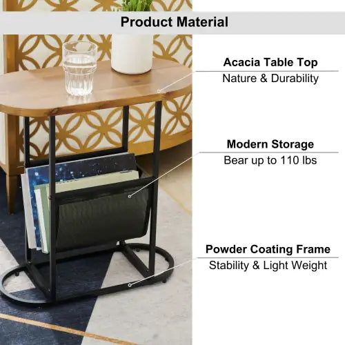 Acacia Oval Small Side Table
