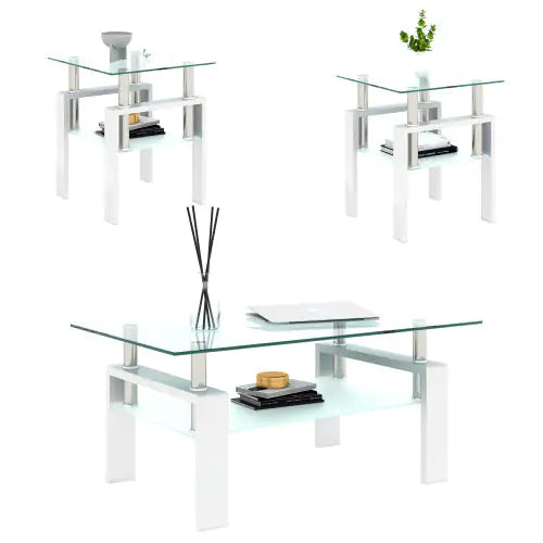 Tempered Glass End Table - Set of 2