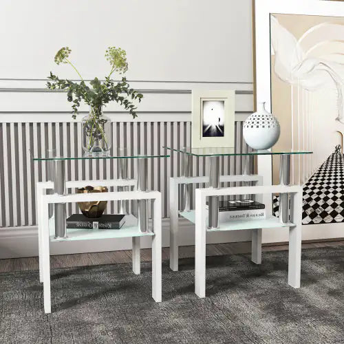 Tempered Glass End Table - Set of 2