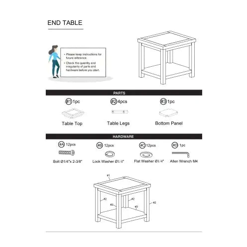 End Table - Natural Wood Grain Design 1pc Table Living Room Furniture