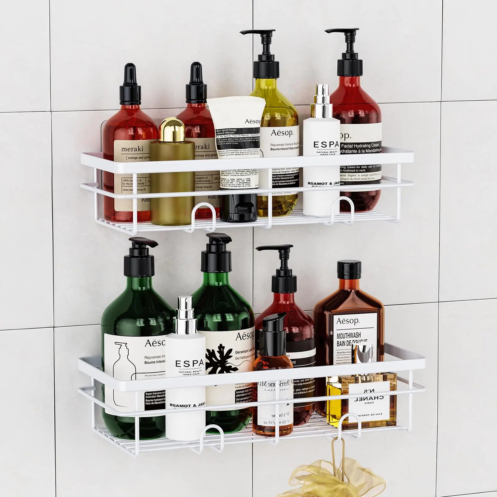 Rustproof Shower Caddy Organizer - Bathroom Shelves Rack for Home Decor & Storage - Adhesive Wall Shampoo Holders for Inside Shower - Bath Tub Organization