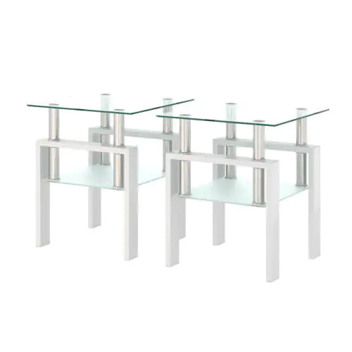 Tempered Glass End Table - Set of 2