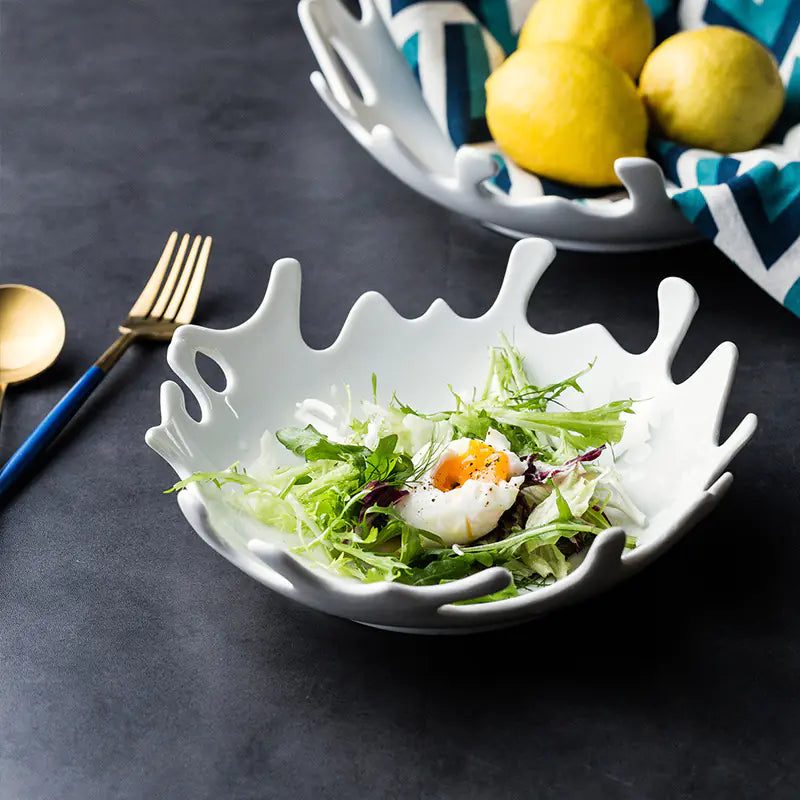 Creative Pure White Ceramic Dessert Plate for Home