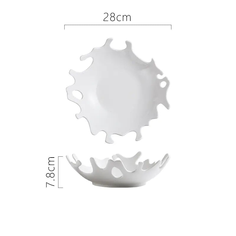 Creative Pure White Ceramic Dessert Plate for Home