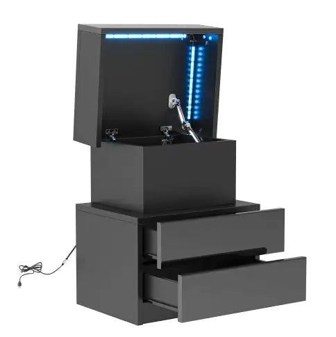 LED Modern Black Nightstand