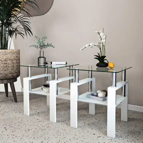 Tempered Glass End Table - Set of 2