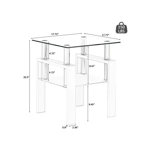 1-Piece Modern Tempered Glass Coffee/End Table