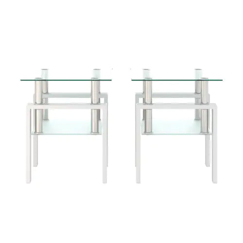 Tempered Glass End Table - Set of 2