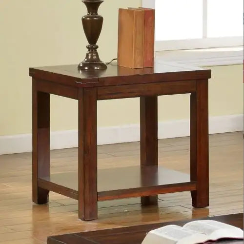 End Table - Natural Wood Grain Design 1pc Table Living Room Furniture