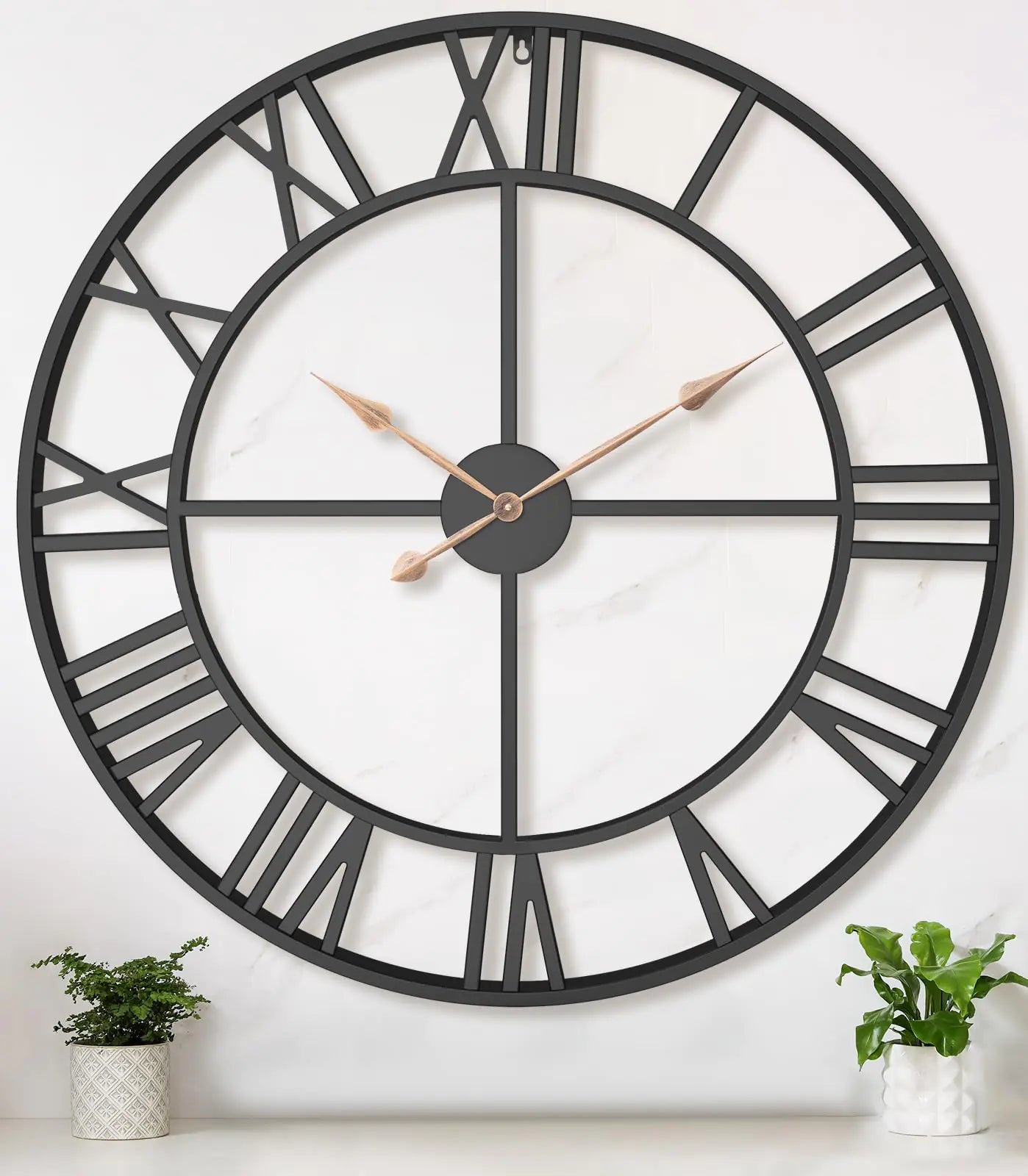 36 Inch Extra Oversized Large Giant Modern Decorative Wall ClockVintage Industrial Farmhouse Black Metal Big Roman Numeral Large Clocks for Living Room DecorEntrance FireplaceDinng Room